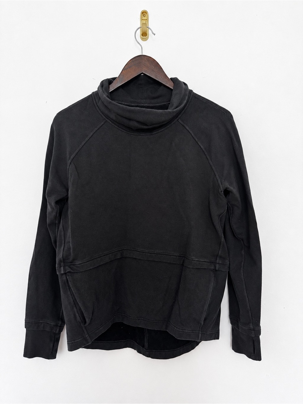 Lululemon Forever Warm Pullover Cowl Neck Hoodie Black Size 4